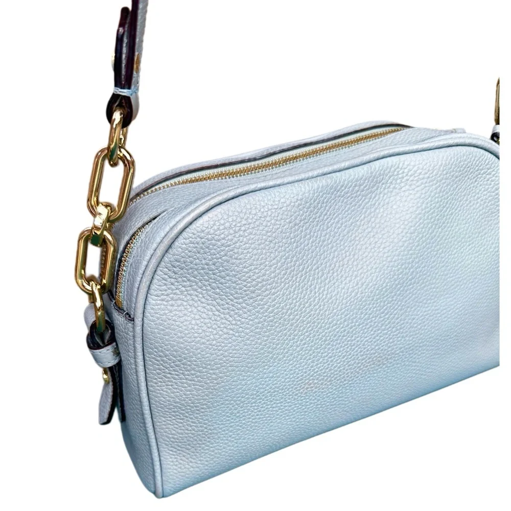 KATE SPADE Mulberry Street Darian Light Blue Pebbled Leather Zip Crossbody Chain - Picture 11 of 16